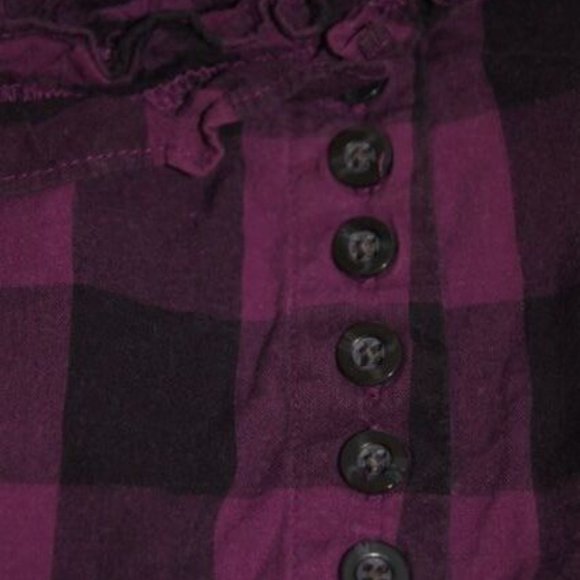 Kimchi Blue Plaid Ruffled Elastic Blouse Shirt Top XS Cap Sleeve Women's - Picture 4 of 7